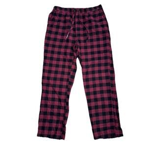 Eddie Bauer Lounge Pajama Pants Mens L Tall Sleepwear Red Plaid Flannel Cotton